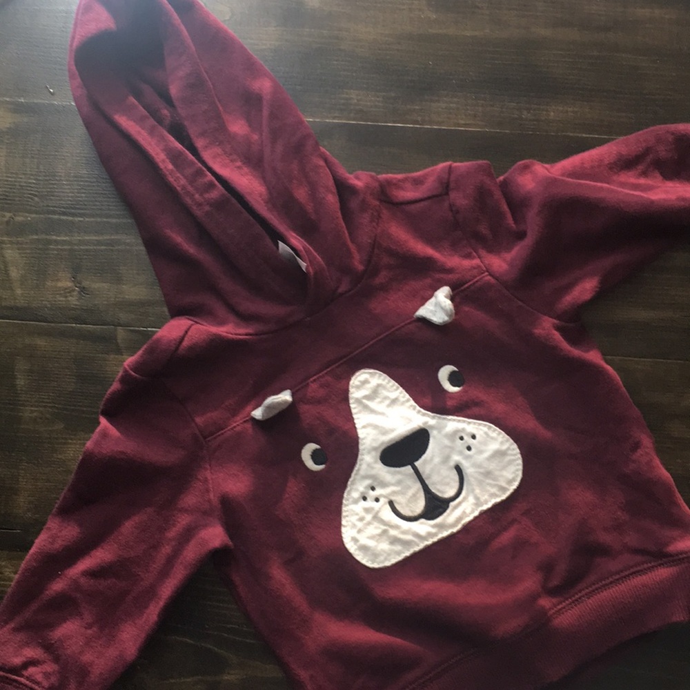 Carter’s 12M maroon pull over animal hoodie